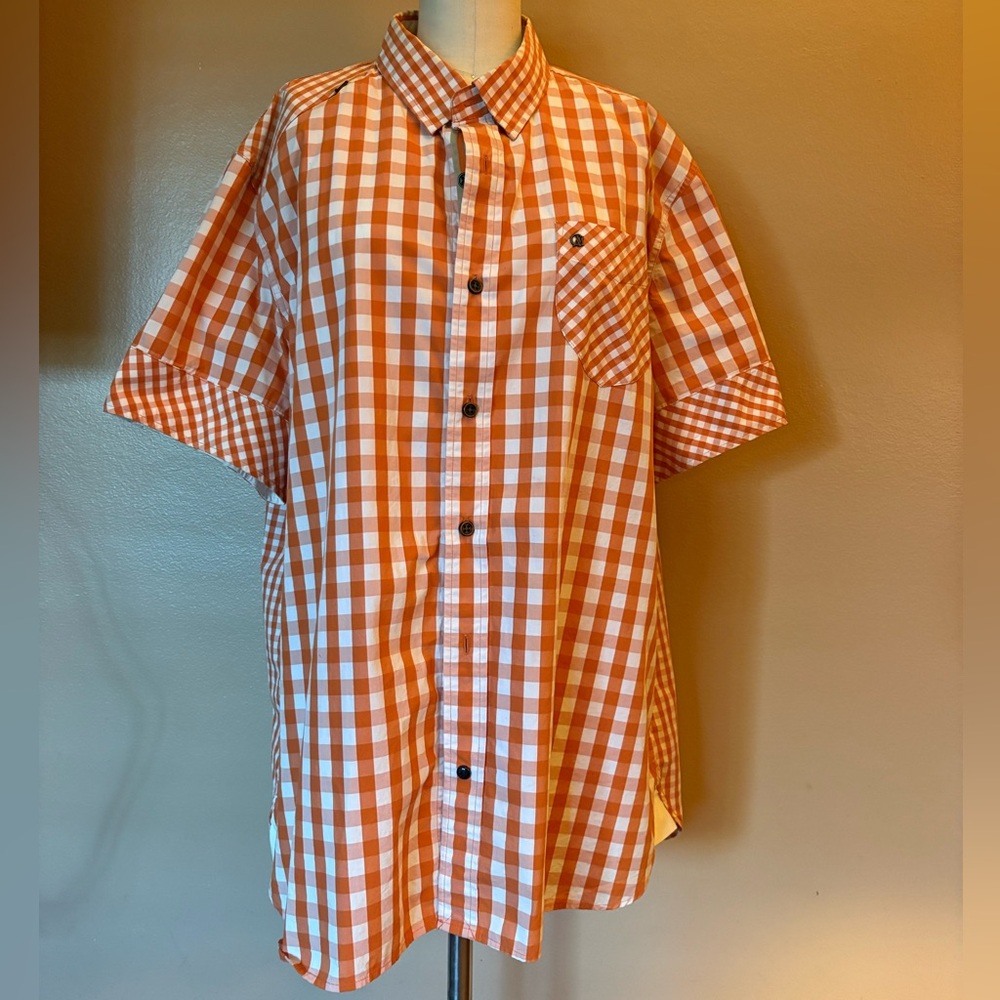 Orange Checkered Button Up Shirt